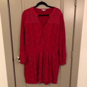 NWOT Anthropologie Red Dropped Waist Dress